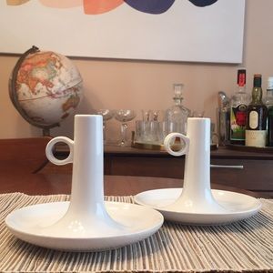 IKEA White Ceramic Candlesticks - 2